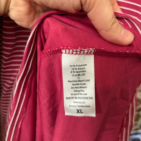 LuLaRoe XL Amelia Pink and White Striped Dress - Picture 5 of 5